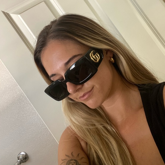 Gucci Accessories - Gucci Black/Grey Rectangle Frame Sunglasses - GUCCI GG1425S